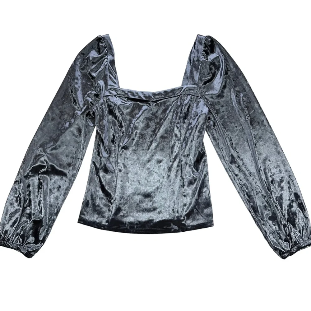 Anthropologie Jessima Square Neck Puff Sleeve Velvet top, S, NWOT - Picture 4 of 10